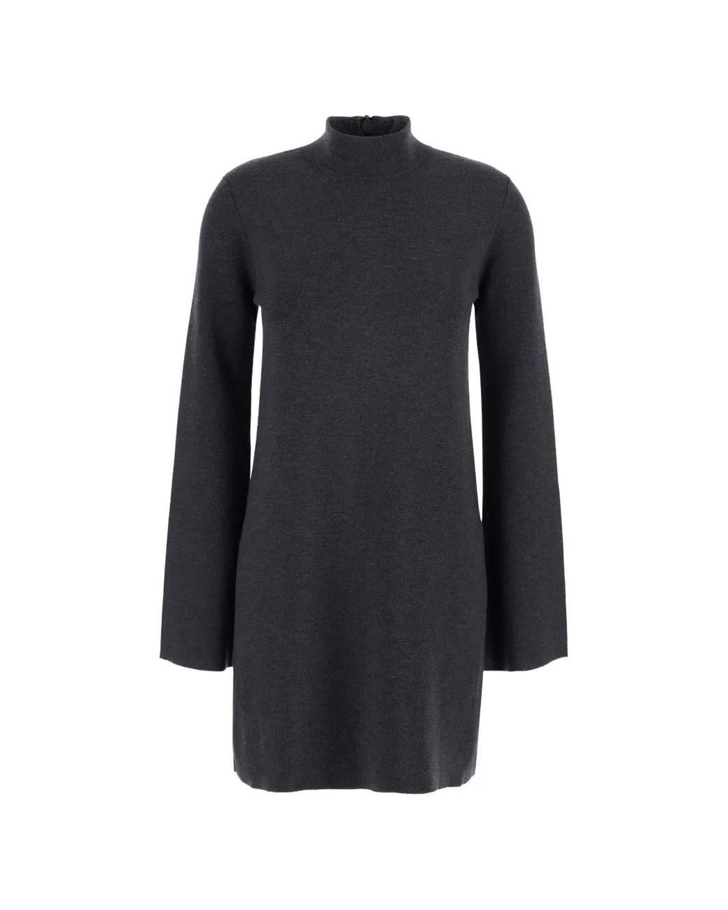 Semicouture Blue High-Neck Knitted Mini Dress