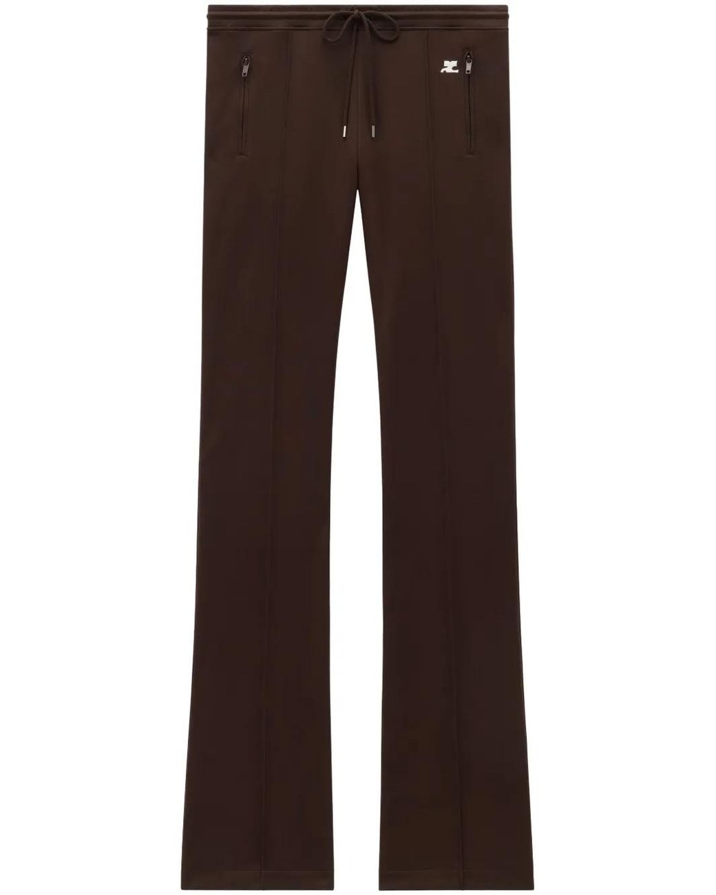 Courreges Brown Embroidered-Logo Track Pants for men