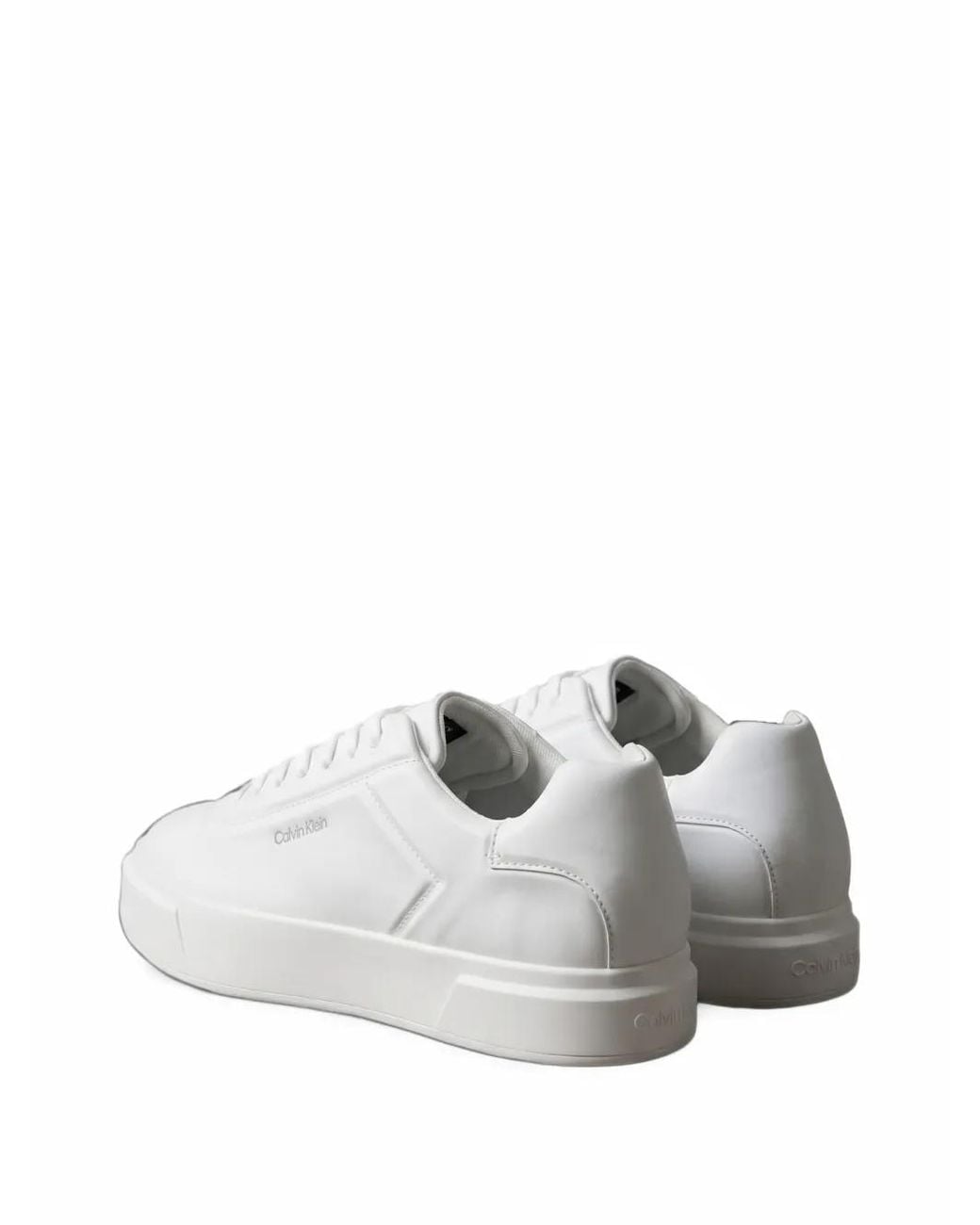 Calvin Klein White Signature Logo-Print Lace-Up Sneakers for men