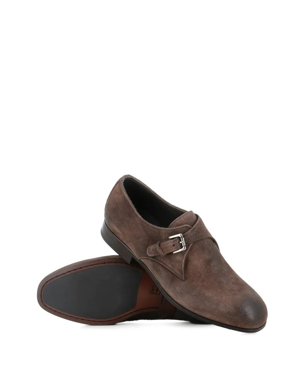 Pantanetti Brown Mocassins En Daim À Boucles