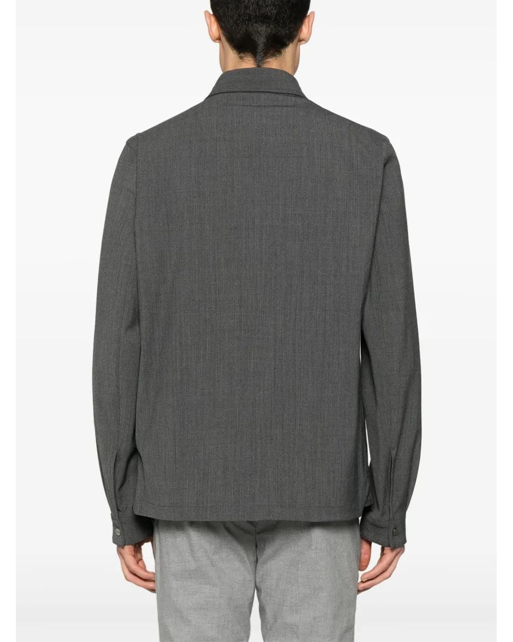 Herno Gray Interlock-Weave Shirt Jacket for men