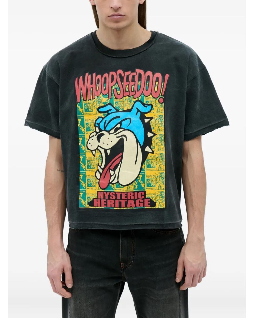 Hysteric Glamour Black Bulldog T-Shirt for men