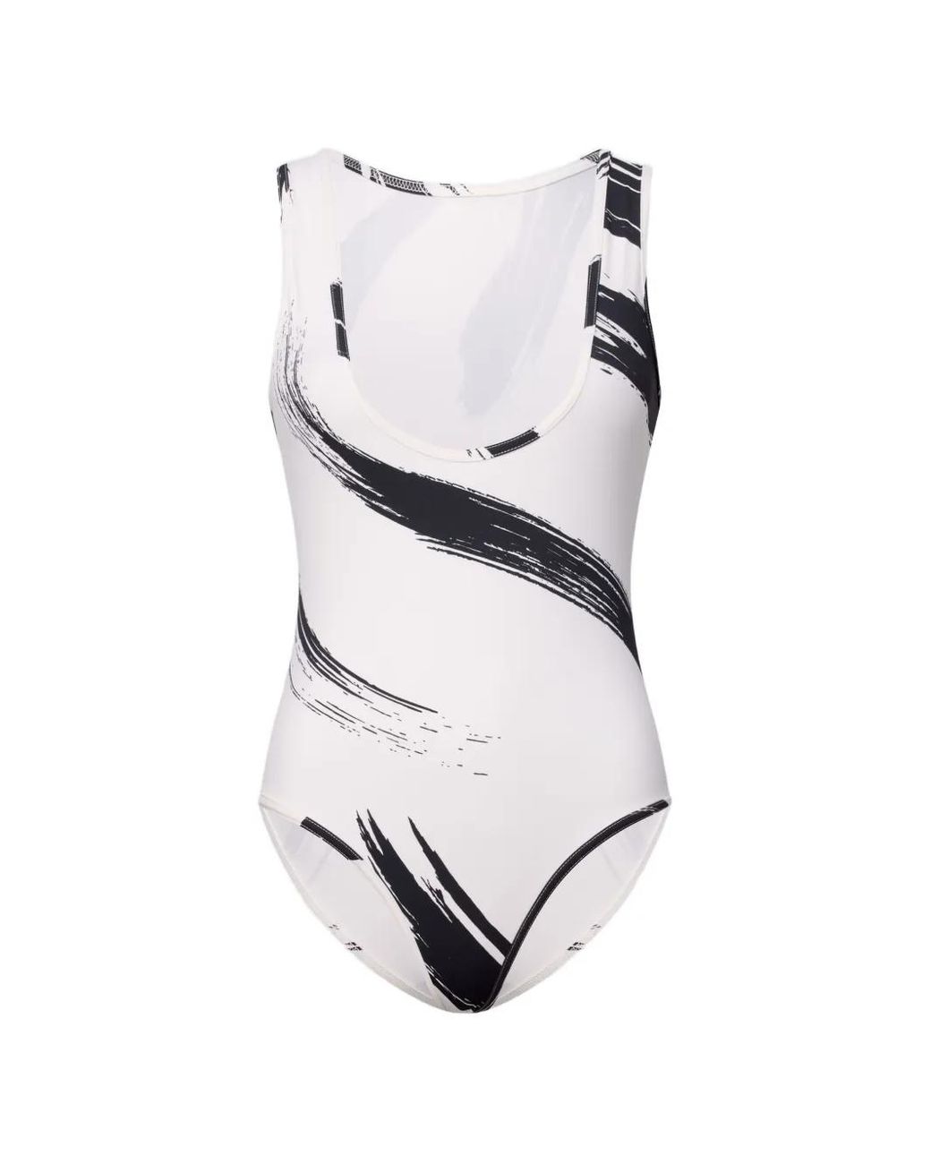 Loulou de Saison White Noam Printed Scoop Neckline Swimsuit