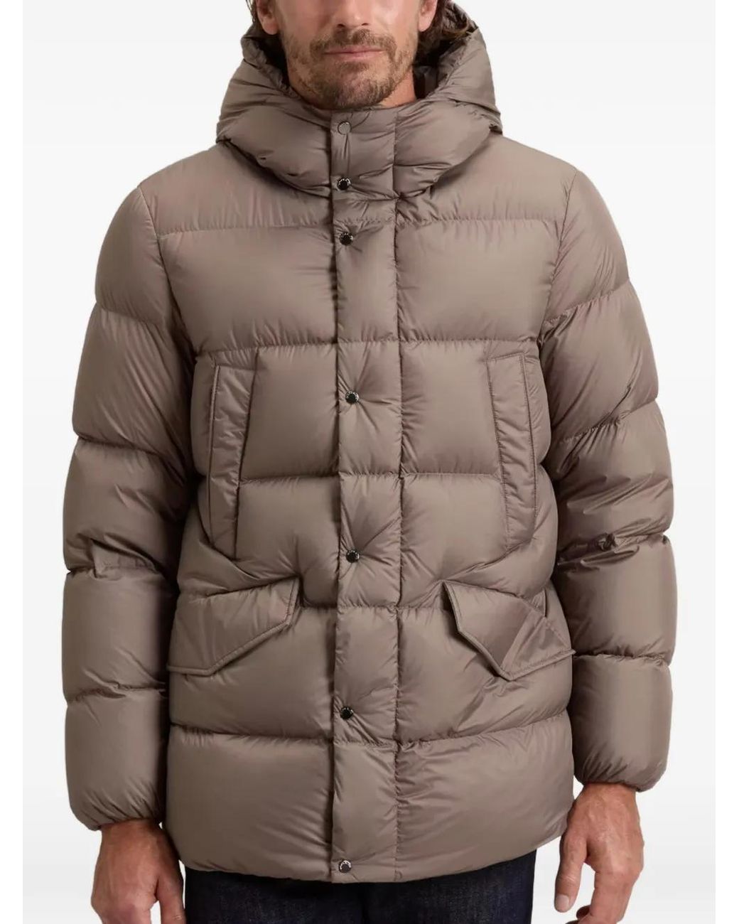 Woolrich Brown Cloud Quilted Hooded Jacket for men