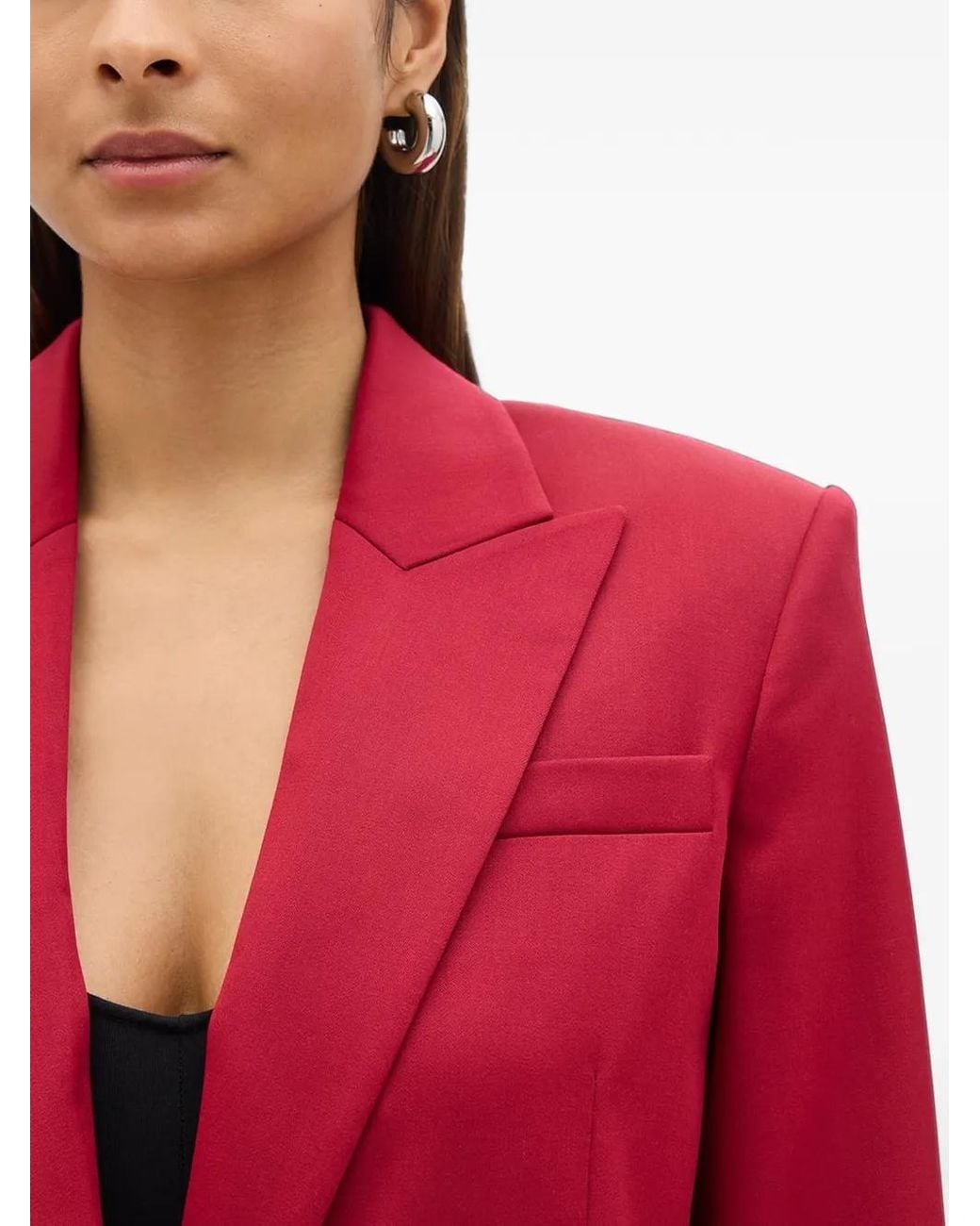 Another Tomorrow Red Single-Button Relaxed Blazer