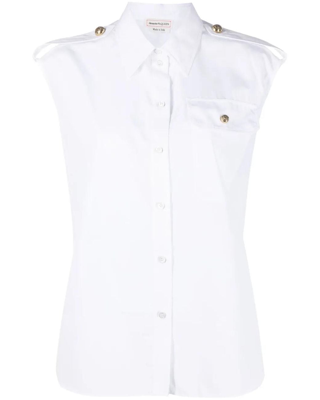 McQueen White Military-pocket Shirt