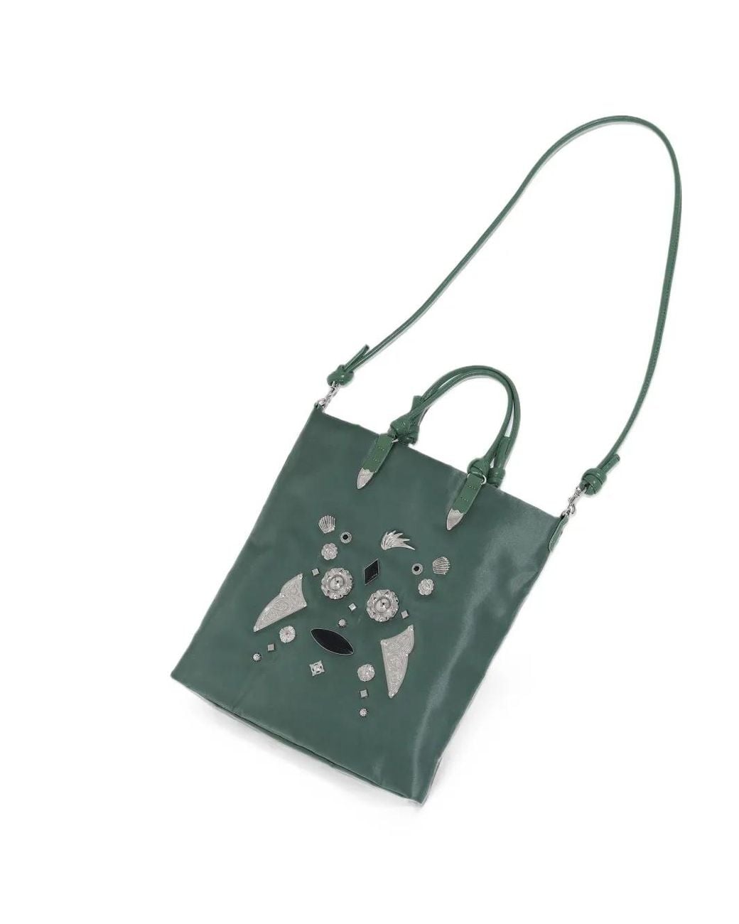 TOGA TOO Green Gabi Embellished Leather Tote Bag