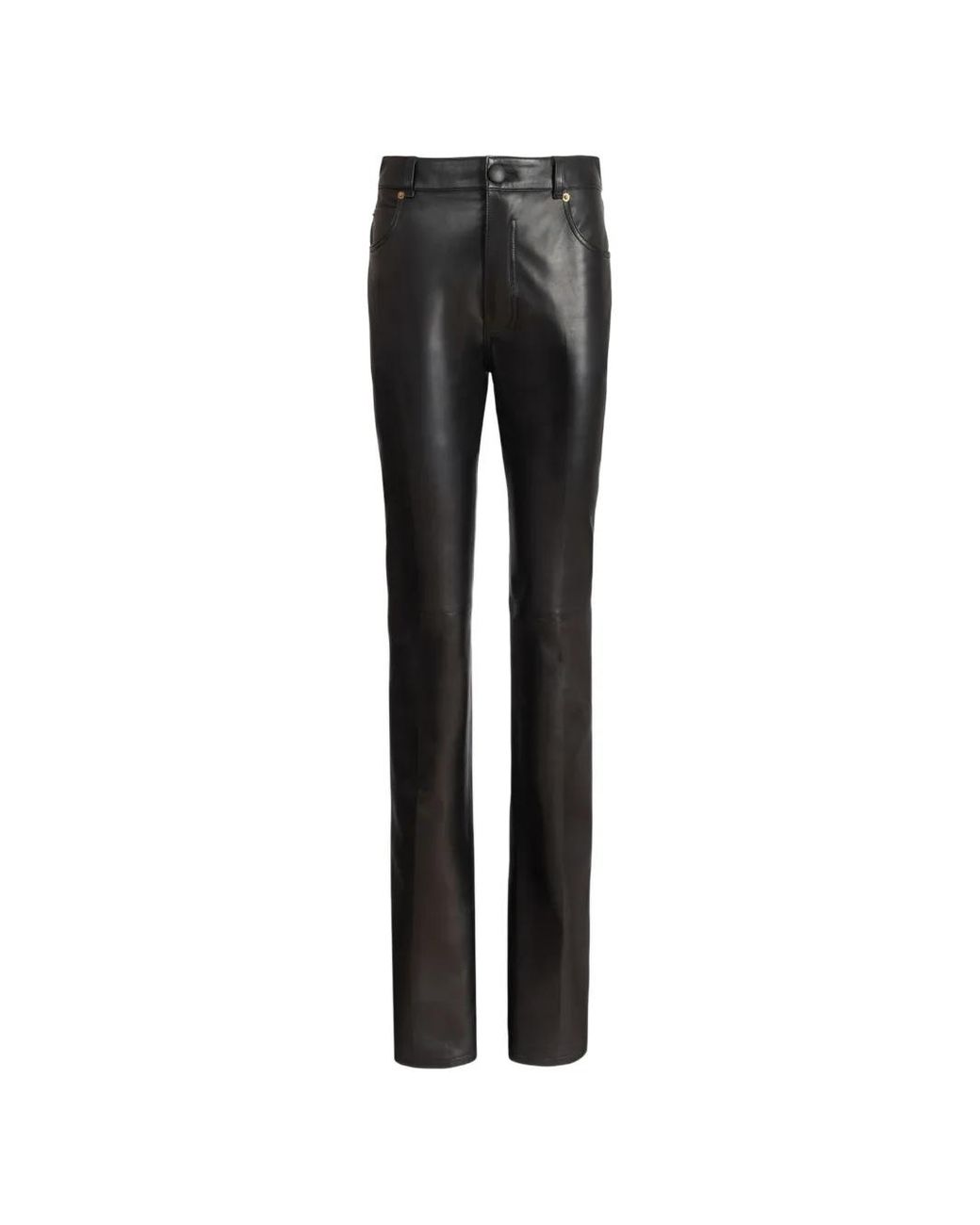 Balmain Black Leather High-Waisted Trousers