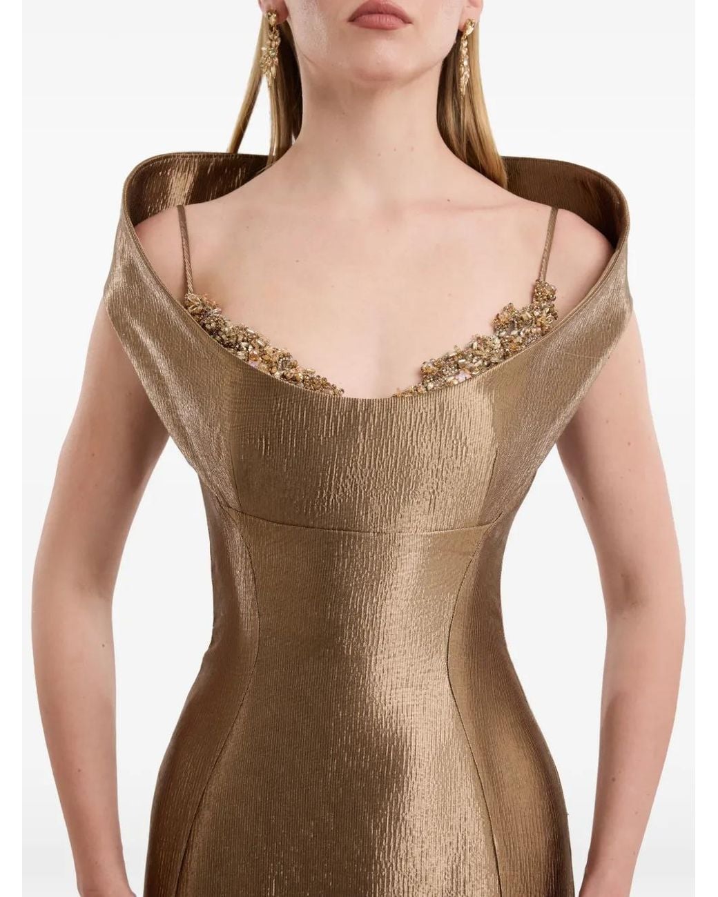 Gemy Maalouf Brown Robe Longue À Coupe Sirène