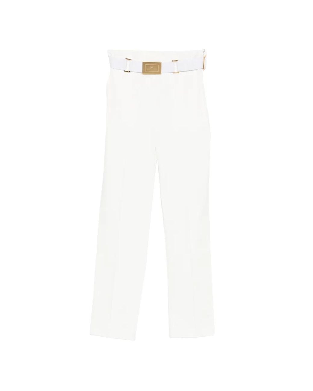 Elisabetta Franchi White Cropped Trousers