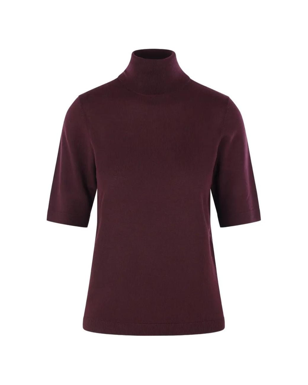 Allude Red Short-Sleeve Roll-Neck Sweater