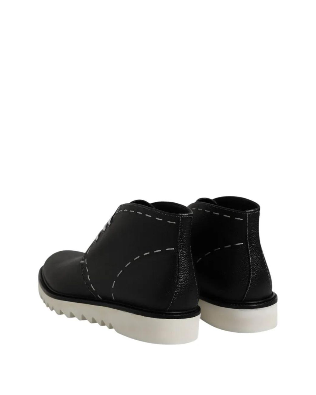 Dolce & Gabbana Black Stitch-Detail Lug-Sole Ankle Boots for men