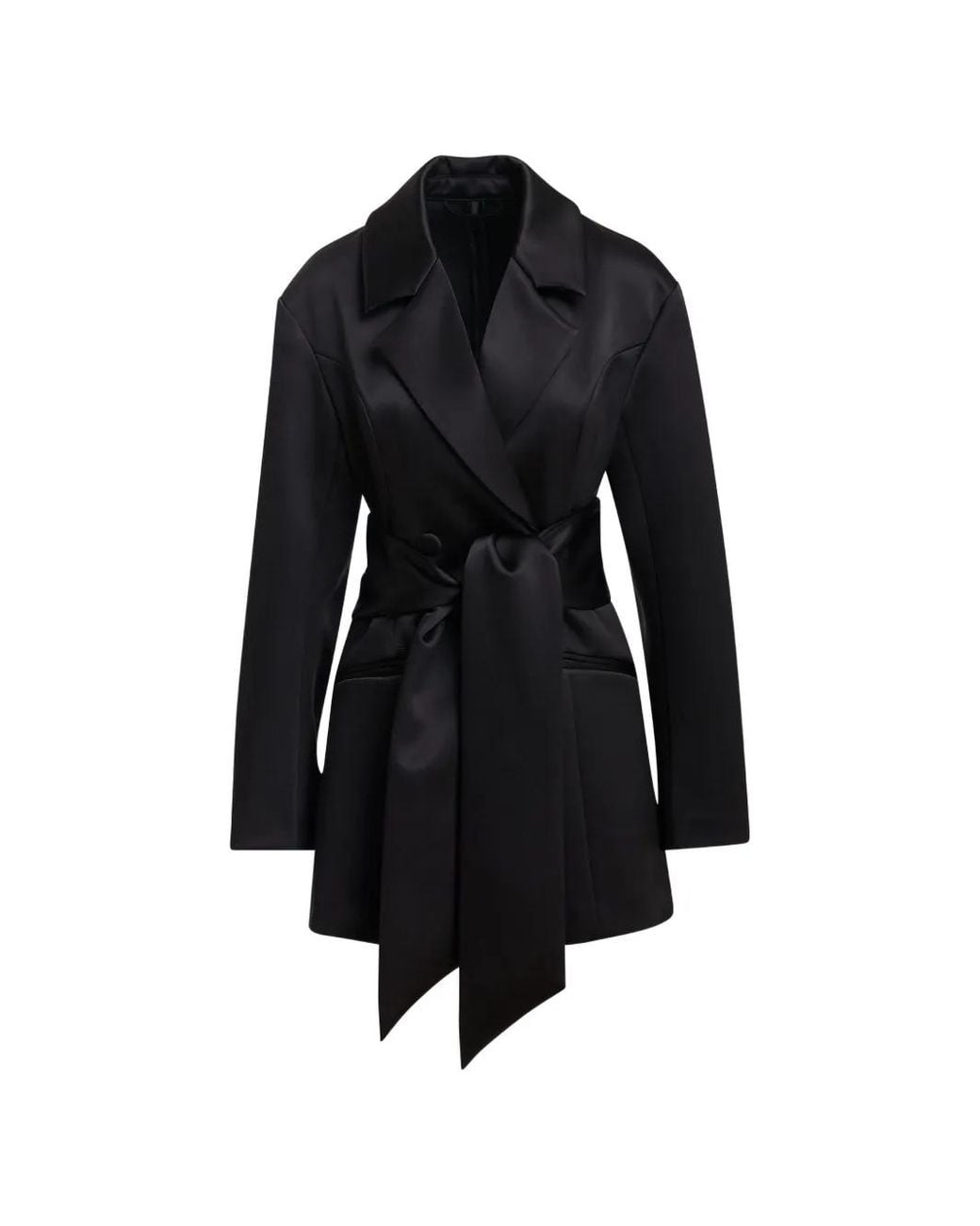 Essentiel Antwerp Black Robe Courte Kassidy Évasée À Boutonnière Croisée Et Effet Satiné