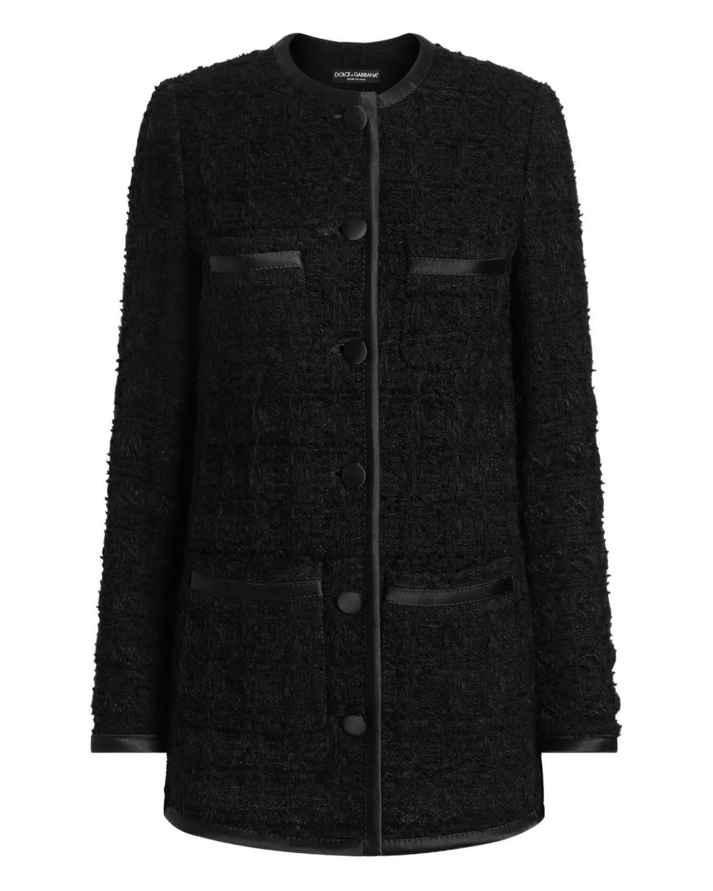 Dolce & Gabbana Black Textured Button-Up Jacket