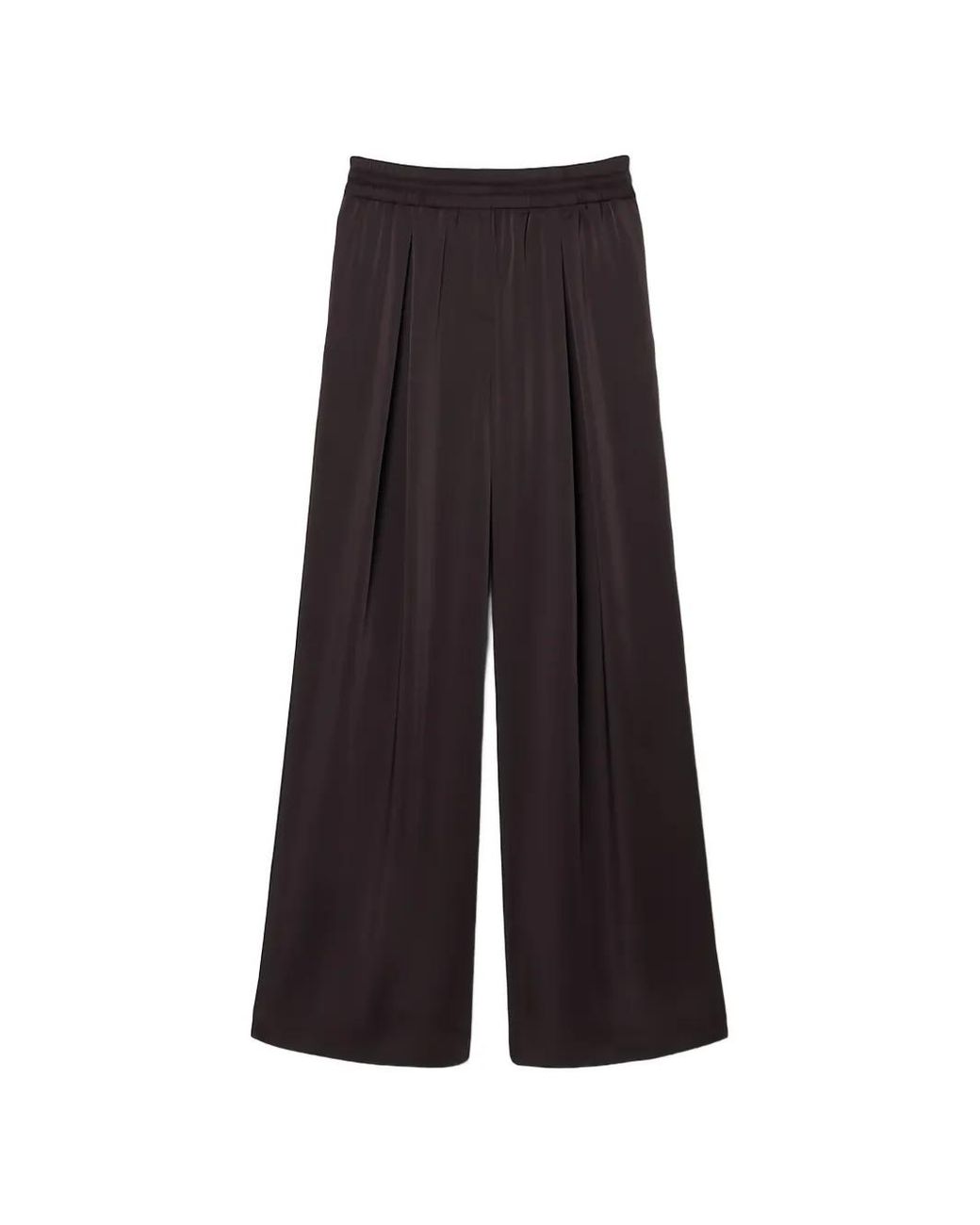 Lacoste Brown Oversized Elasticated Satin Trousers