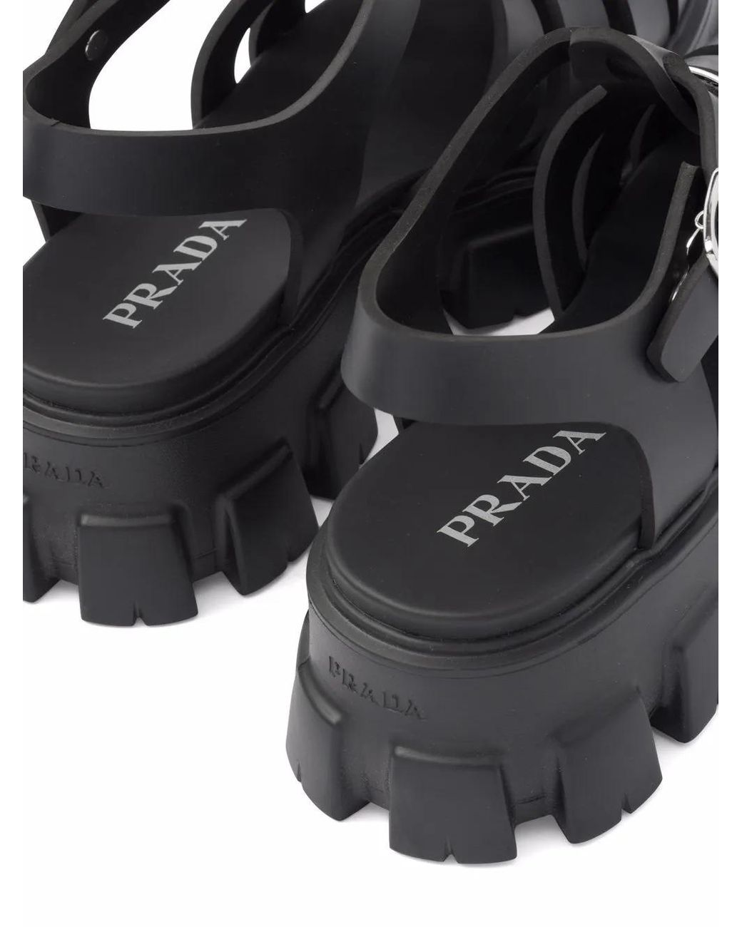 Prada Black Branded Rubber Sandals for men