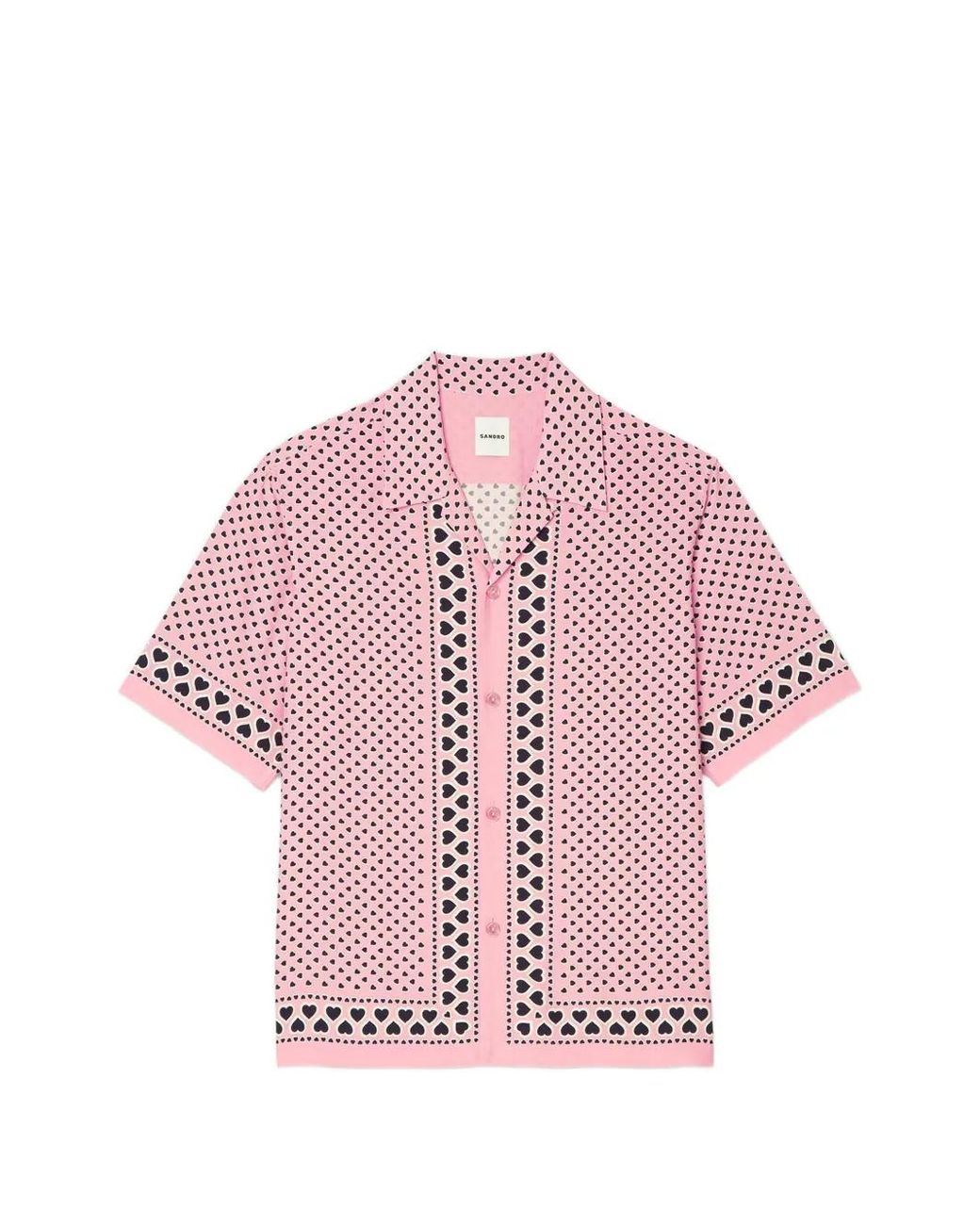 Sandro Pink Heart Motif Flowing Shirt for men