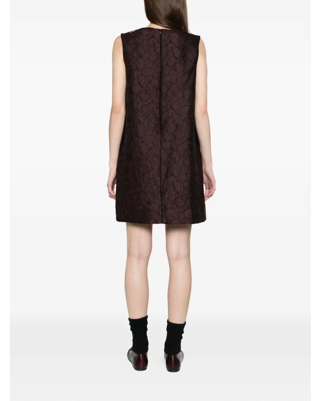 Max Mara Purple Cotton-Blend Princess-Line Jacquard Dress