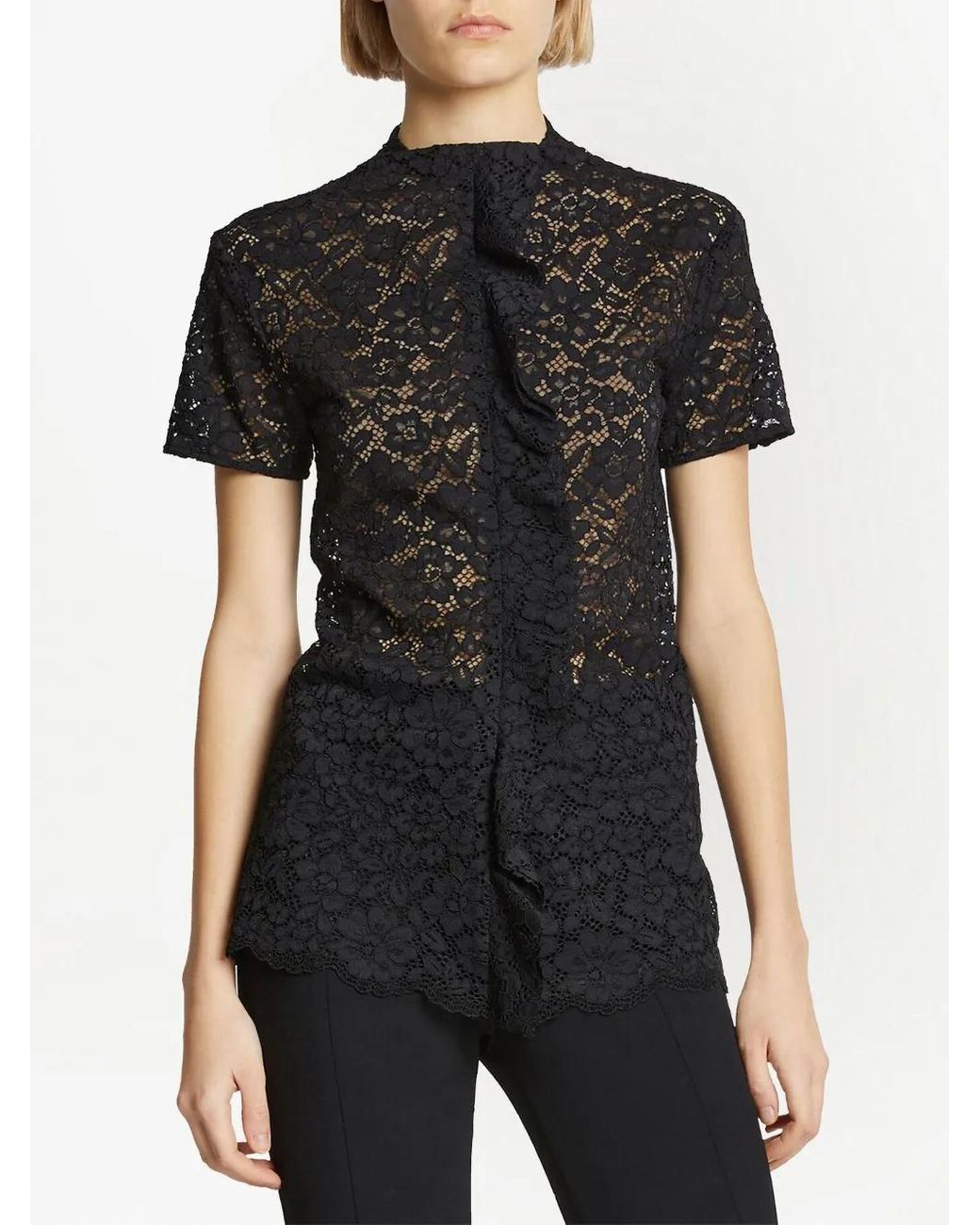Proenza Schouler Black Stretch Lace Top