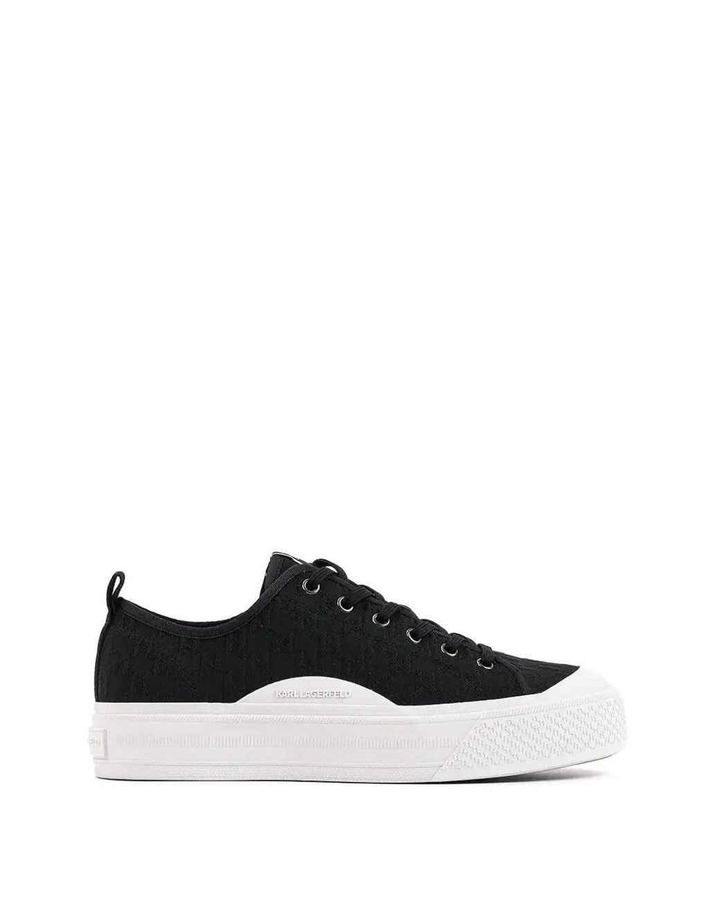 Karl Lagerfeld White Monogram-Jacquard Platform Sneakers for men