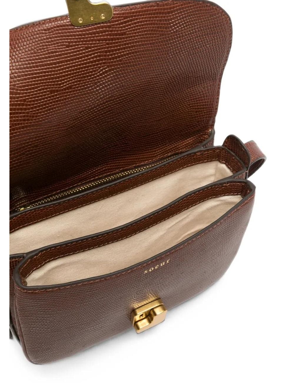 Soeur White Bellissima Lizard-Effect Leather Shoulder Bag