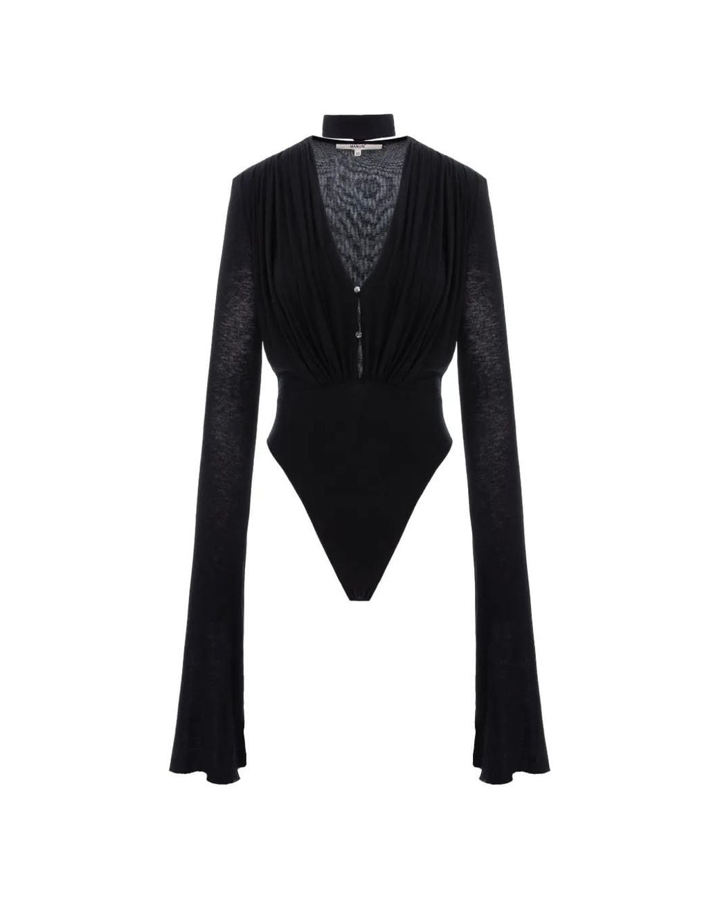 MANURI Black Suki Long-Sleeve Bodysuit