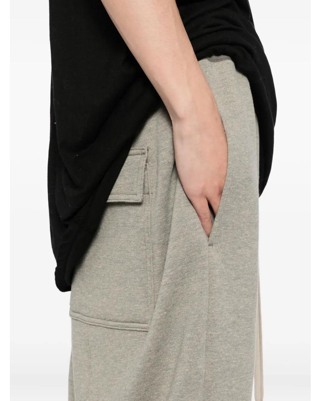 Rick Owens Gray Drawstring-Pod Shorts for men