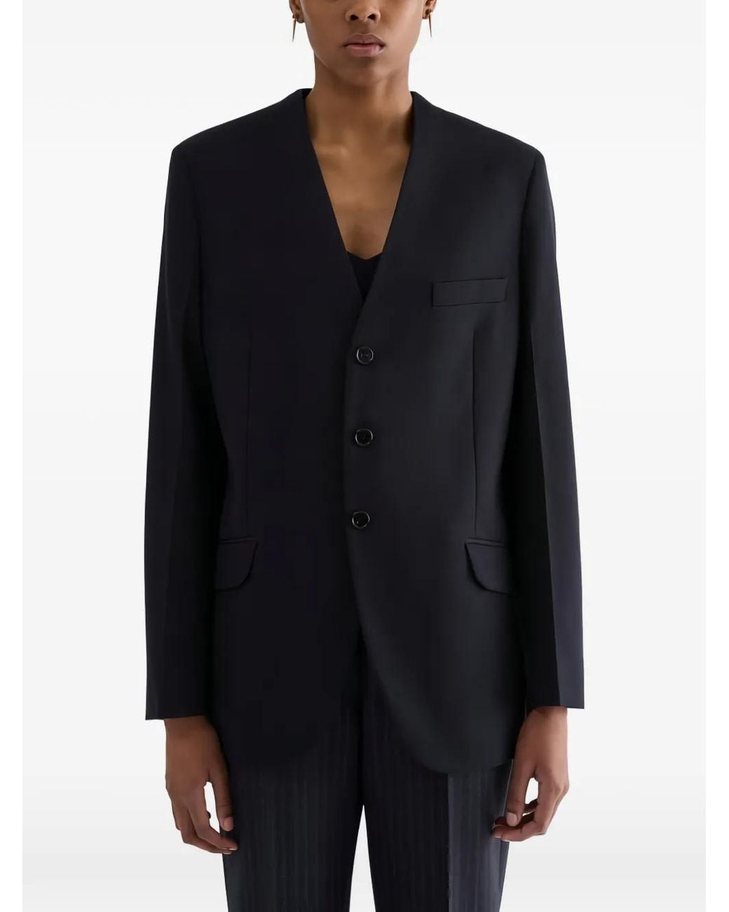 Jil Sander Blue Wool Gabardine Tailored Jacket