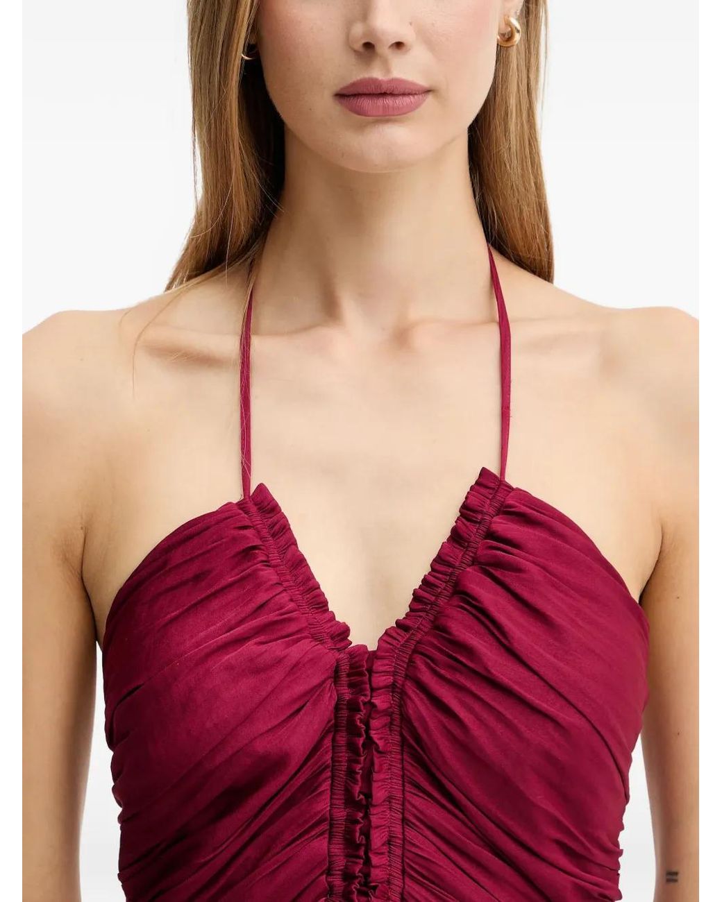 Morgan Red Ruffled-Effect Midi Dress