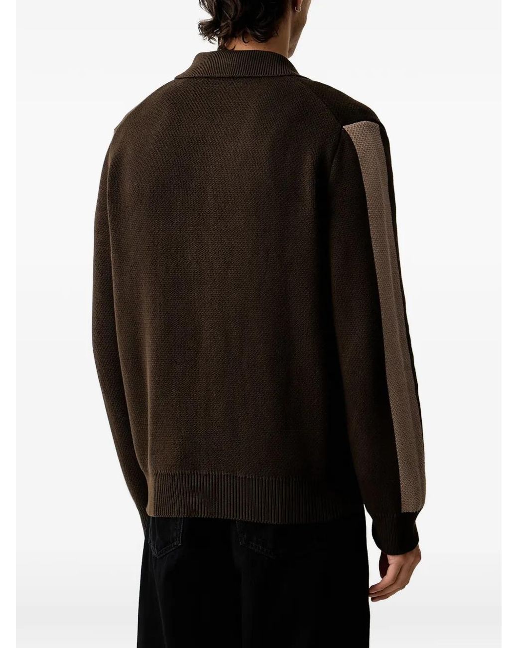 Marc O' Polo Black Side-Stripe Zip-Up Sweater for men