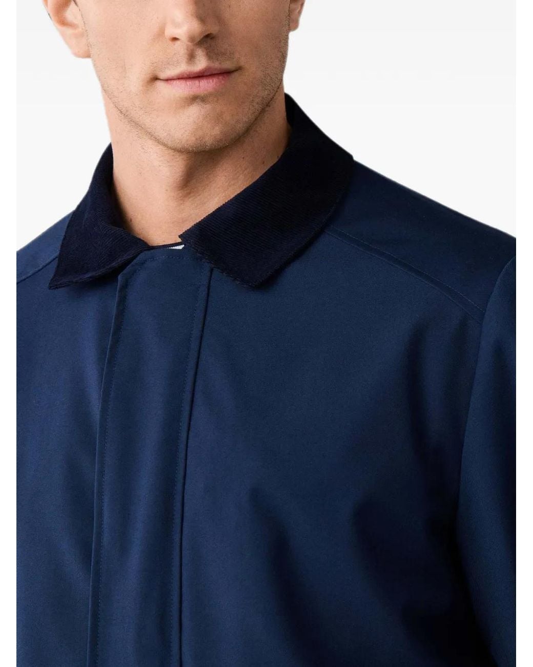 Hackett Blue Manteau À Col En Velours Côtelé Et Poche Plaquée for men
