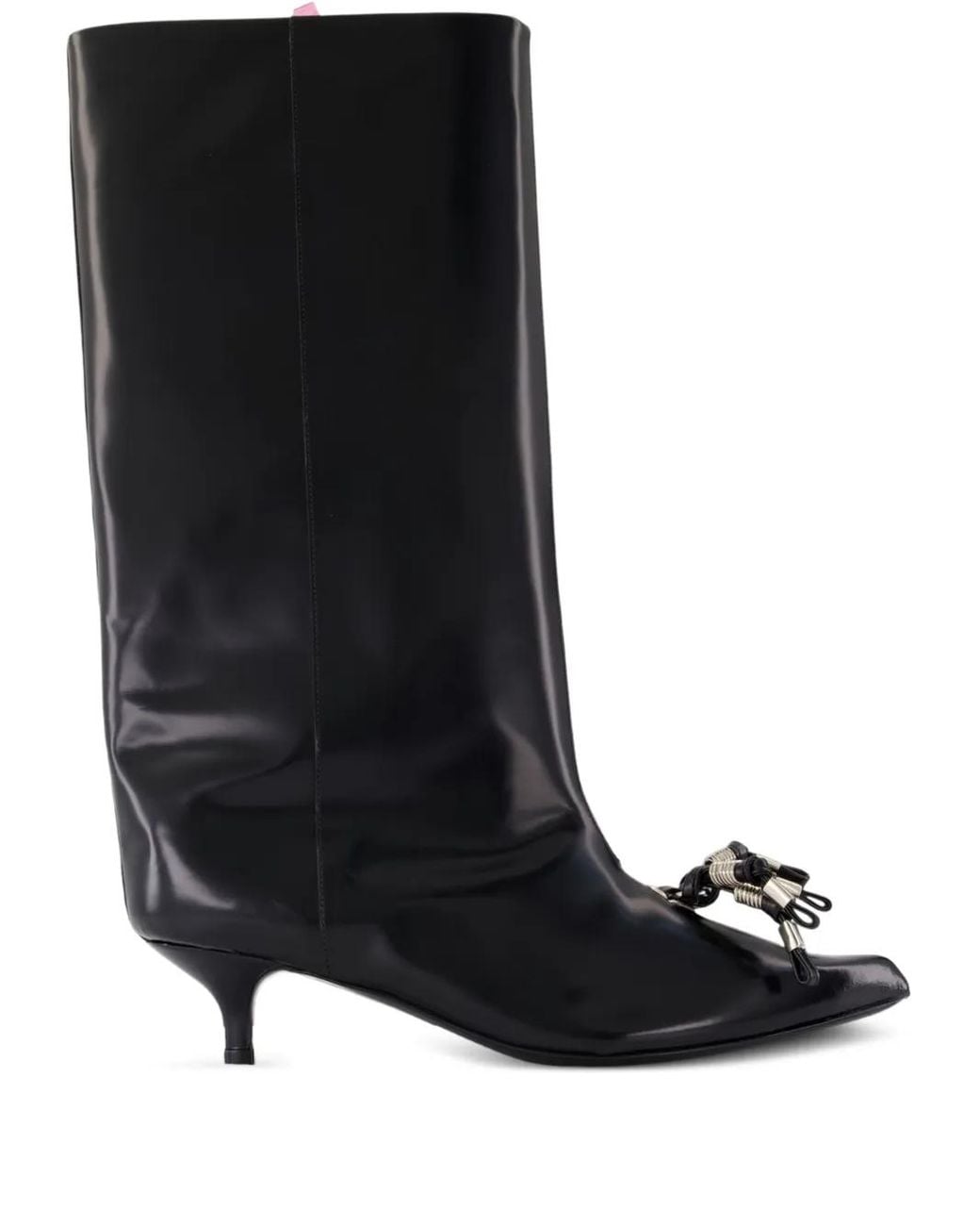 Toga Black Calfskin Tassel-Embellished Boots