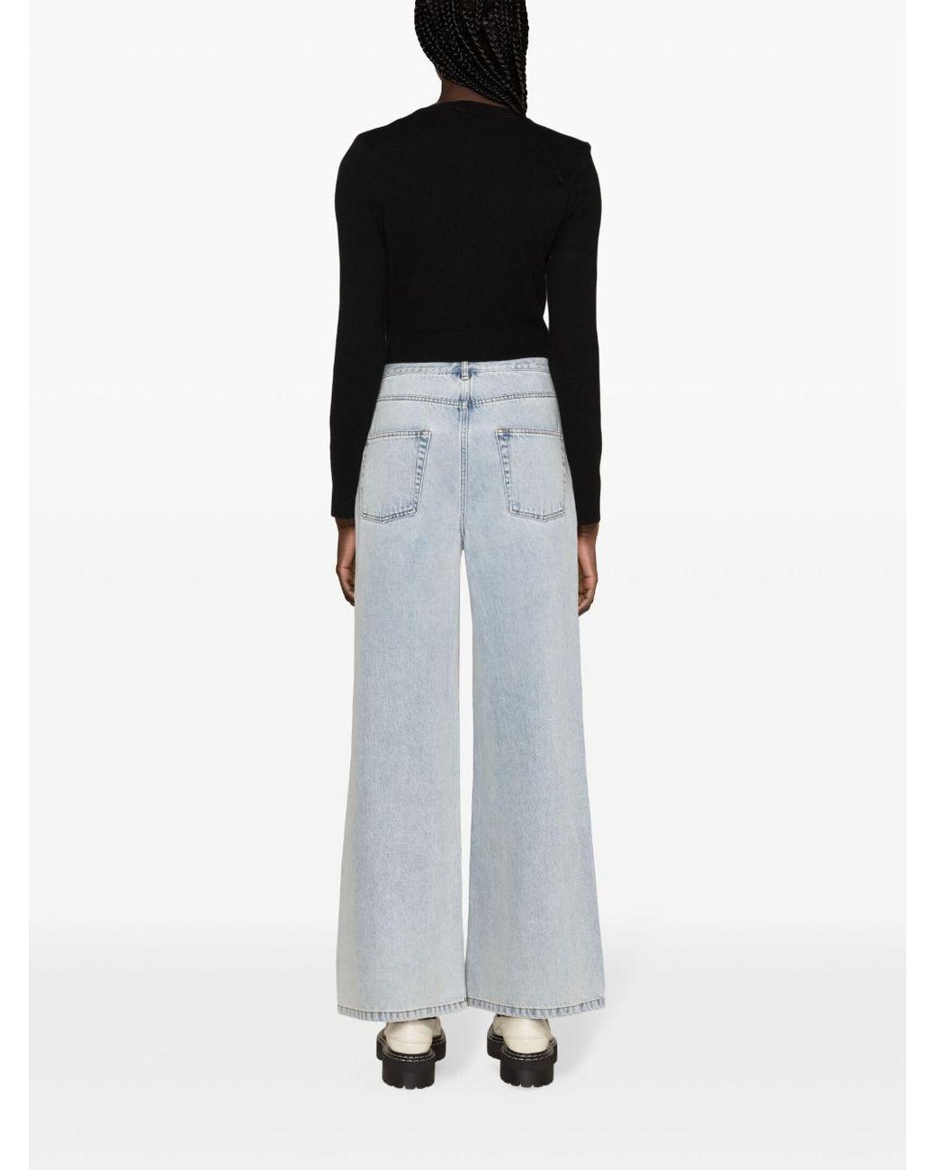 Sandro Rhinestone-Embellished Wide-Leg Jeans in Blue | Lyst UK