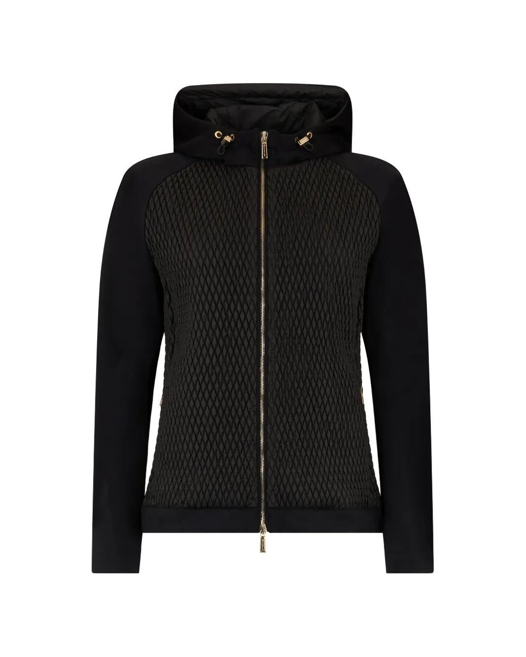 Moorer Black Quilted Hooded Jacket