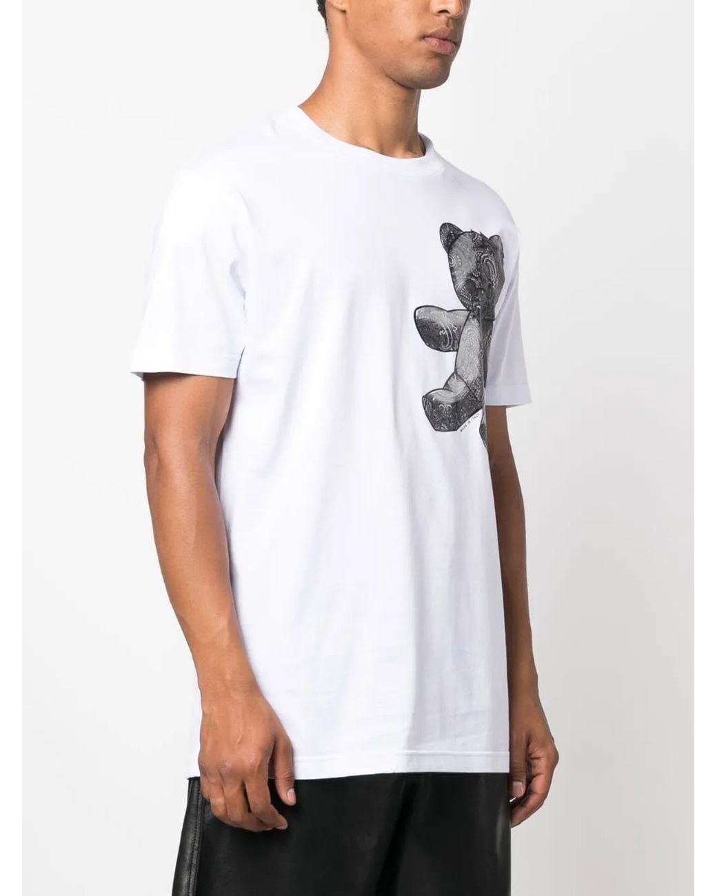 Philipp Plein White Teddy Bear Paisley-Print T-Shirt for men