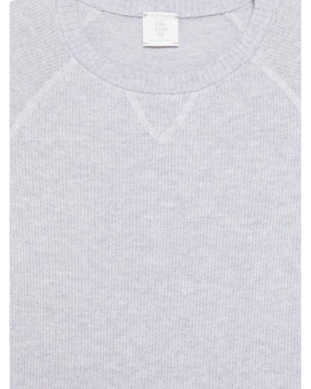 Eleventy White Round Neck Sweater for men
