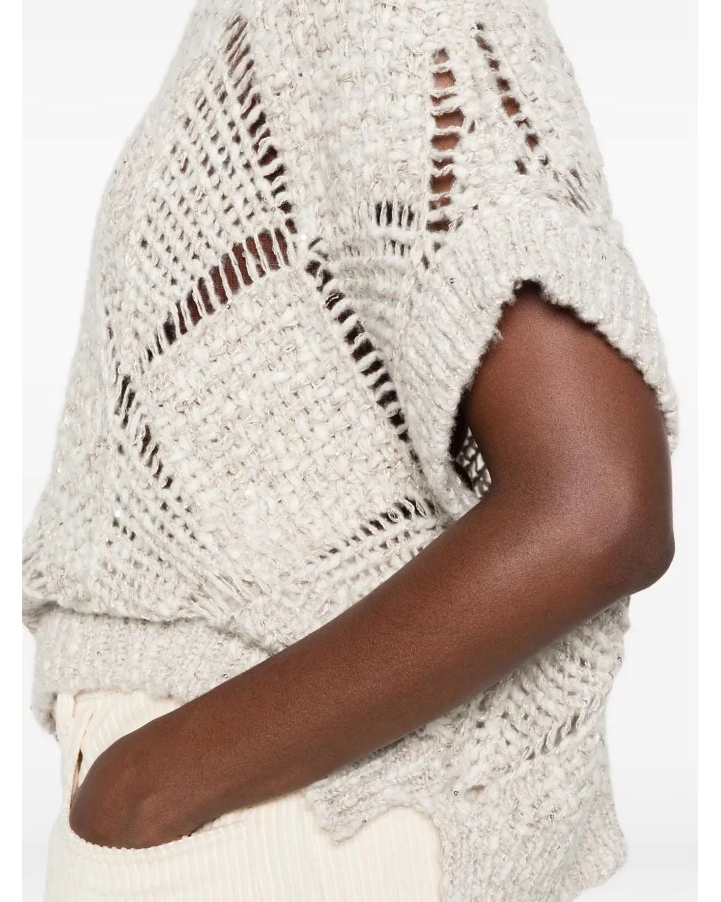 Antonelli White Lorena Open-Knit Sweater