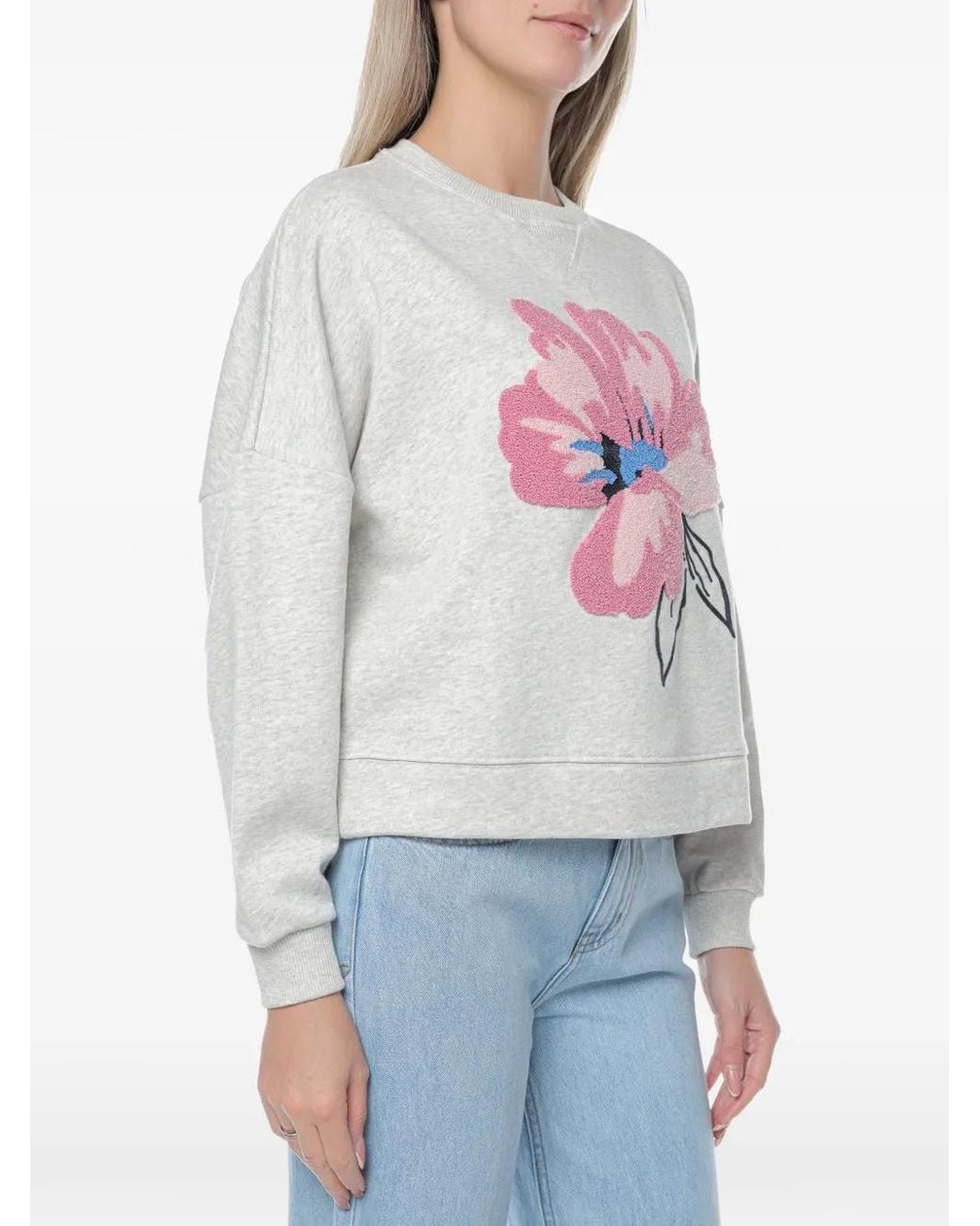 Ted Baker Gray Vienaa Floral-Patch Sweatshirt