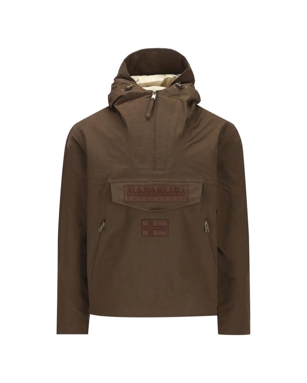 Napapijri Brown Rainforest Next Logo-Appliqué Raincoat for men