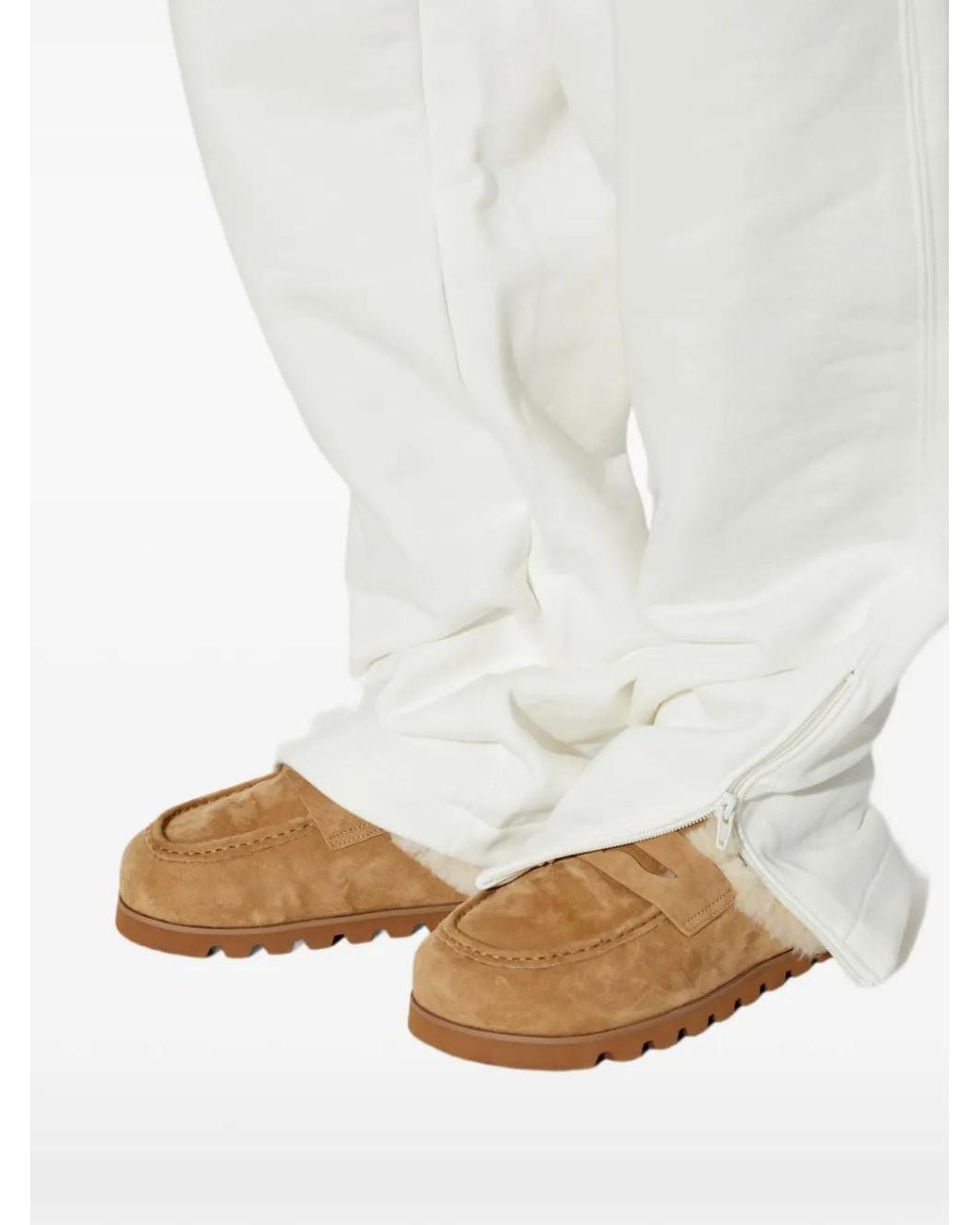 Naked Wolfe White Mules Mit Shearling-Futter