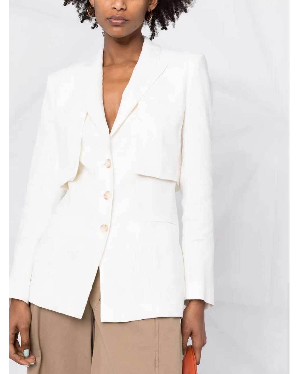 Alberta Ferretti White Detachable-panel Peak-lapel Blazer