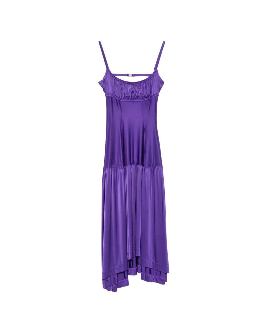 Rabanne Purple Robe Asymétrique À Fronces
