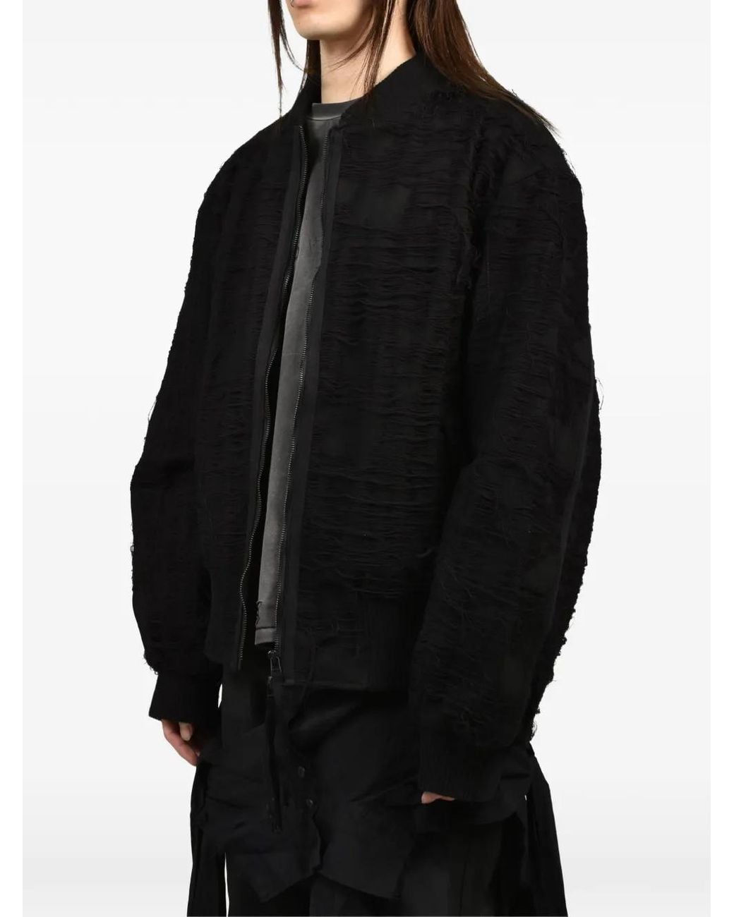 Troubled Waters Black Mummy Distressed Bomber Jacket for men