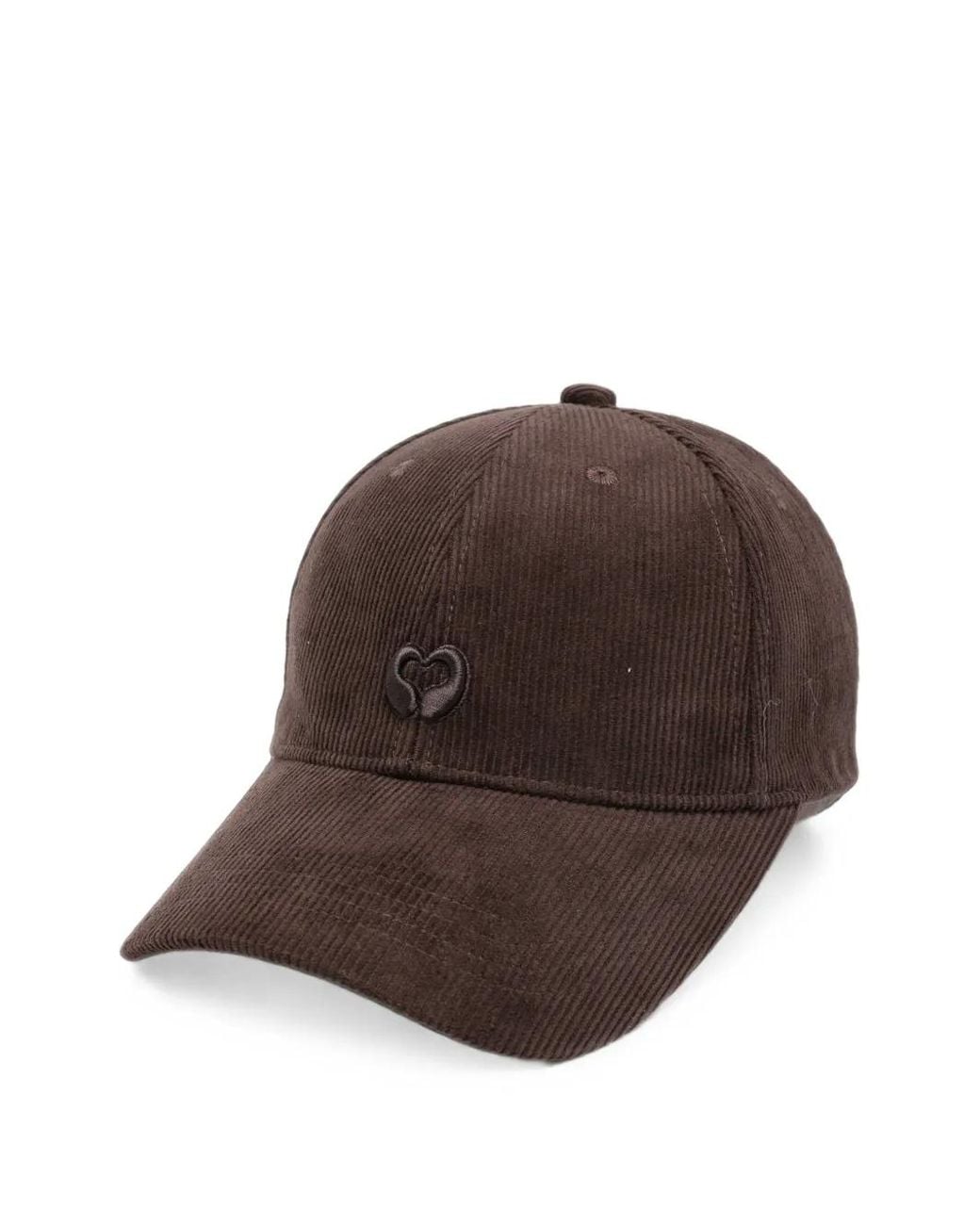 Maje Brown Casquette À Patch Cœur Effet Velours Côtelé