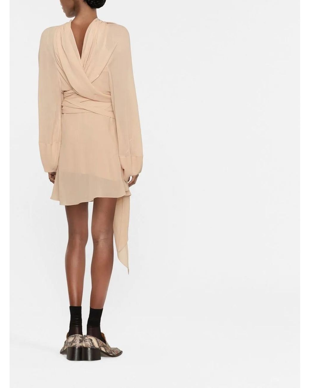 Maison Margiela Natural Draped Silk Mini Dress