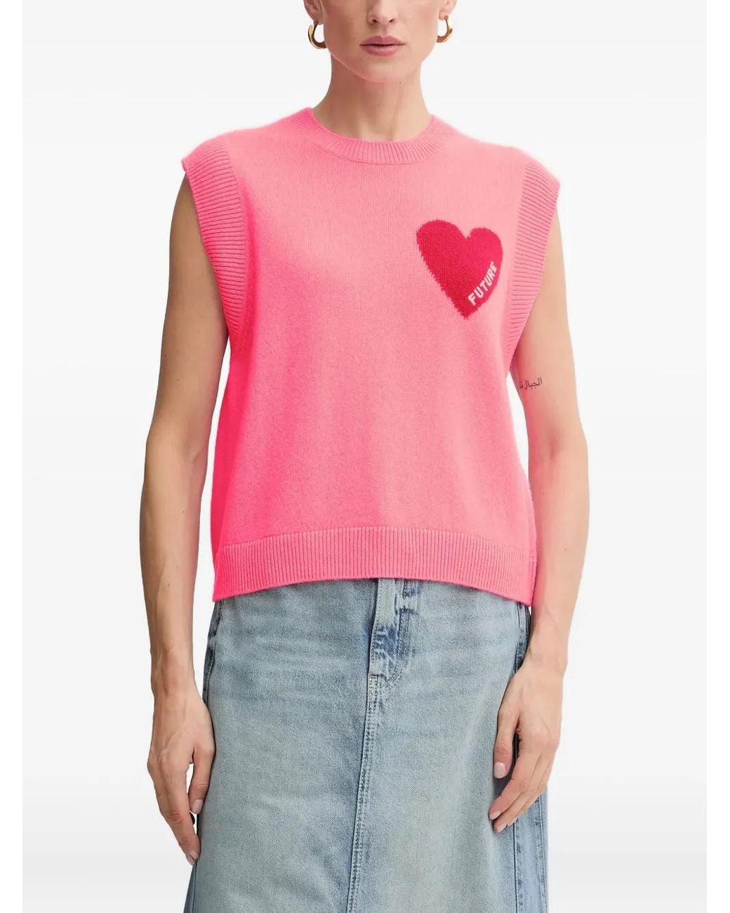From Future Pink Heart-Motif Sleeveless Vest