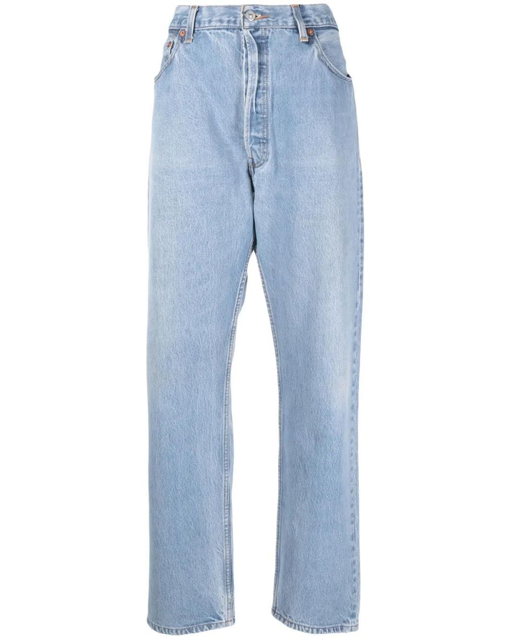Re/done Blue 90S Faded Straight-Leg Jeans