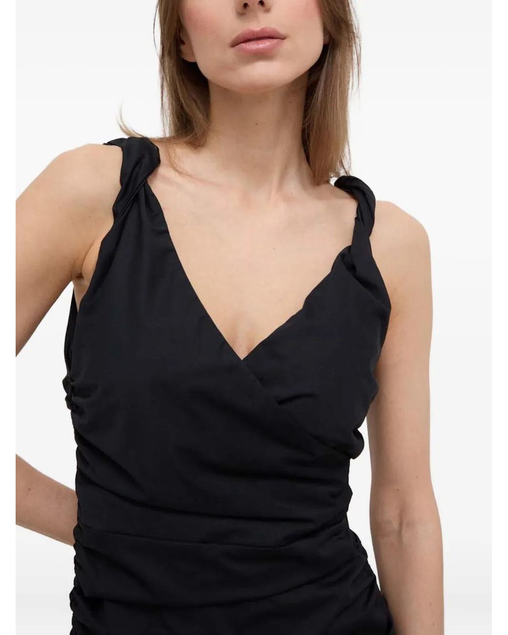 Pinko Black Twisted Ruched Mini Dress