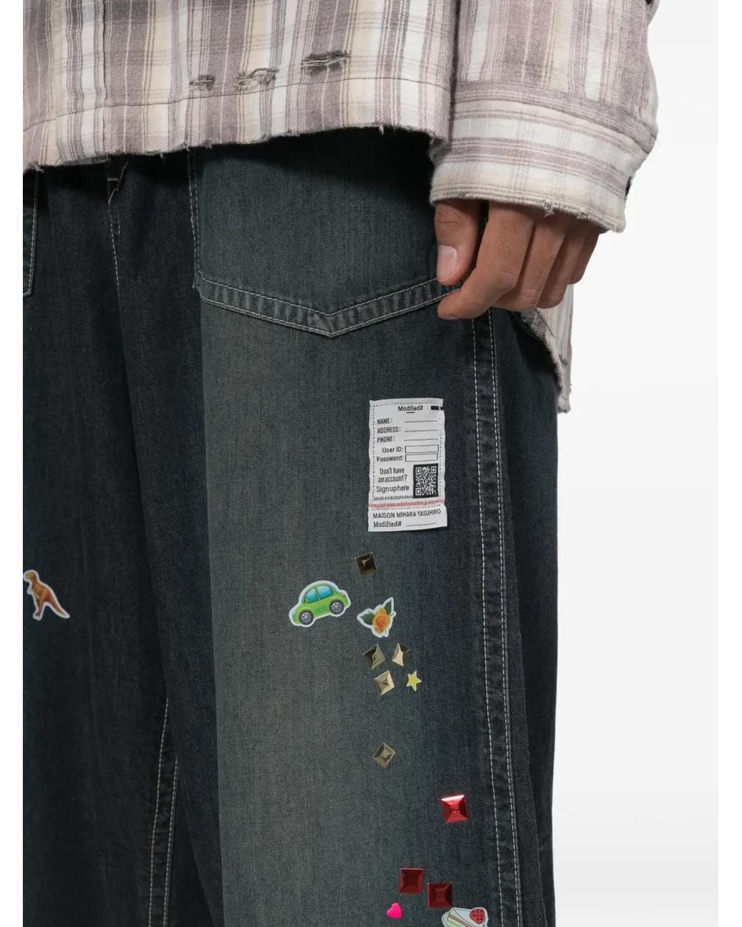 Maison Mihara Yasuhiro Gray Sticker-Print Jeans for men