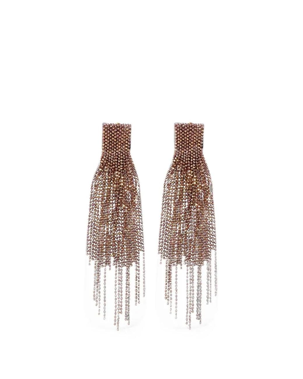 Fabiana Filippi White Filo Beaded Fringed Earrings